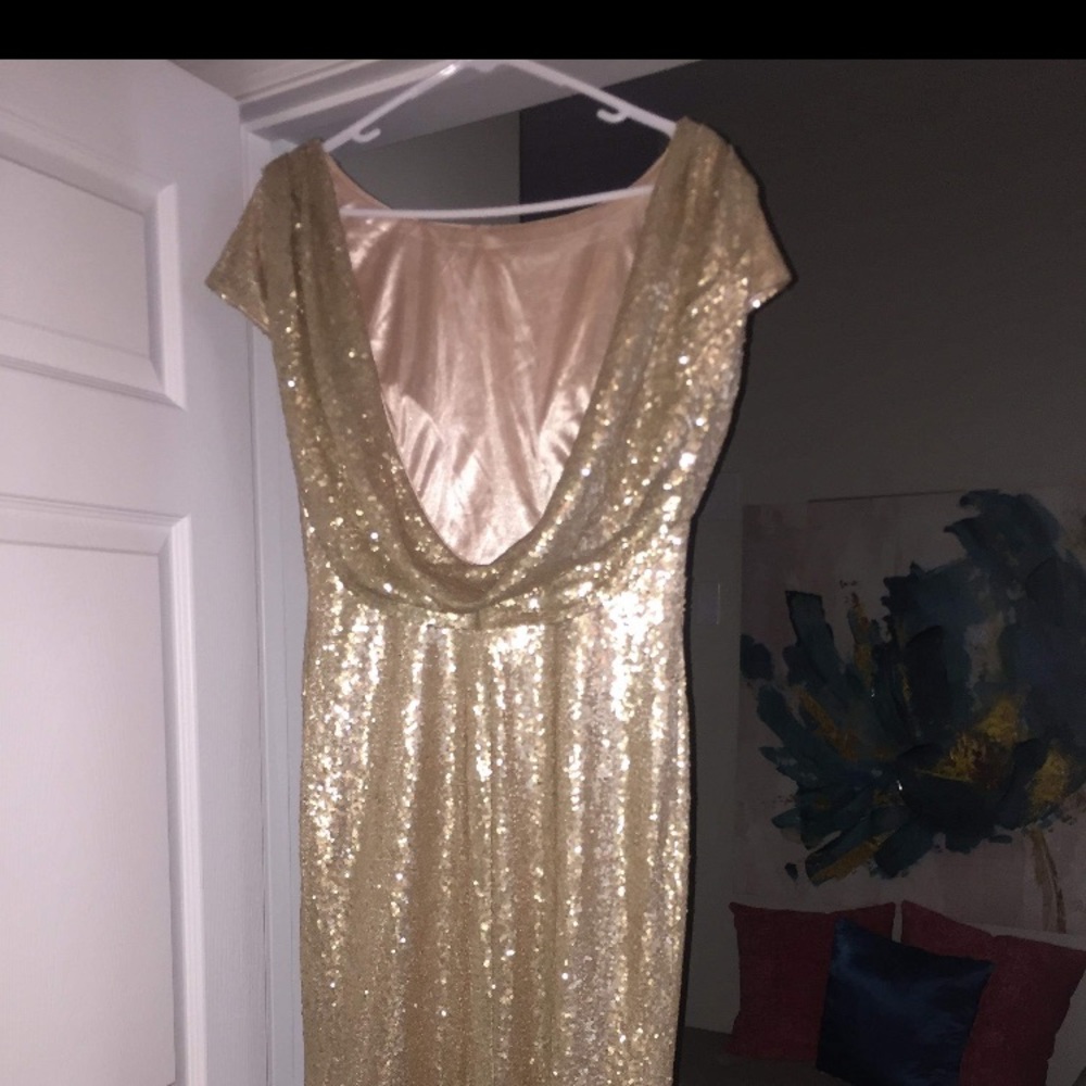 CHAMPAGNE GOLD SEQUIN LONG XL DRESS BRIDESMAID